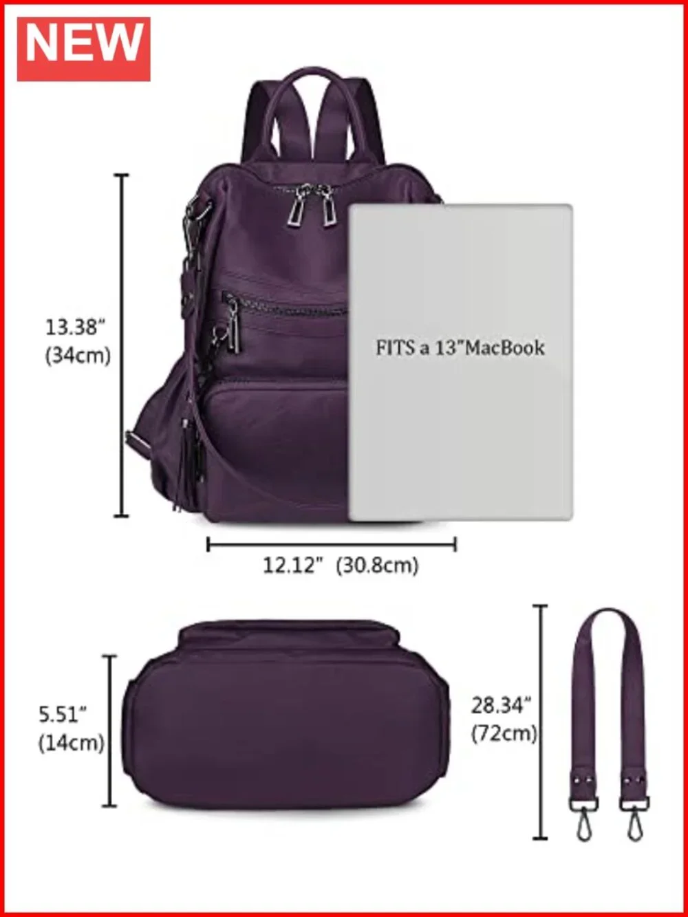 Vegan Leather Tassel Travel Backpack Purse Convertible Shoulder Bag Women